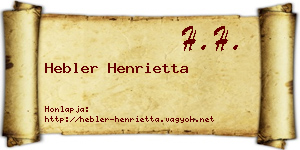 Hebler Henrietta névjegykártya